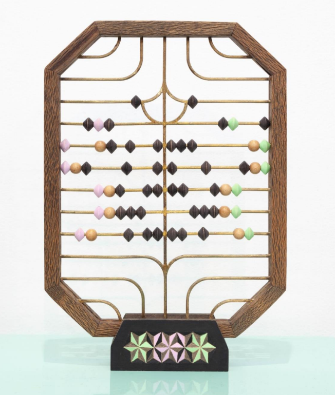 Wanda Gillespie - Glass Counting Frame (Small Black With Pink And Green) 2022